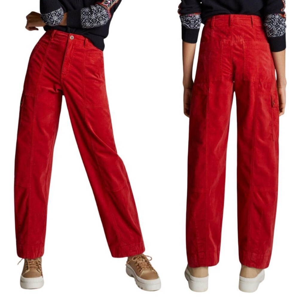 Corduroy Barrel Red Cargo Pants Women’s 10 Vintage Festival Preppy Cabincore